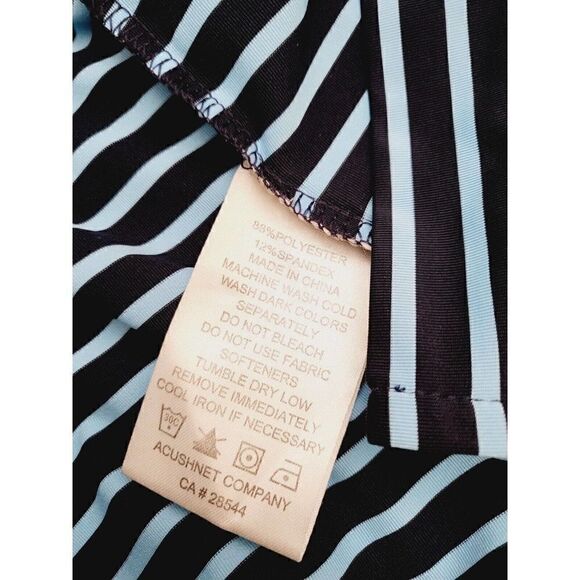 FJ Footjoy Short Sleeve Golf Polo Blue Striped Embroidered Men's Size Medium - Picture 8 of 8